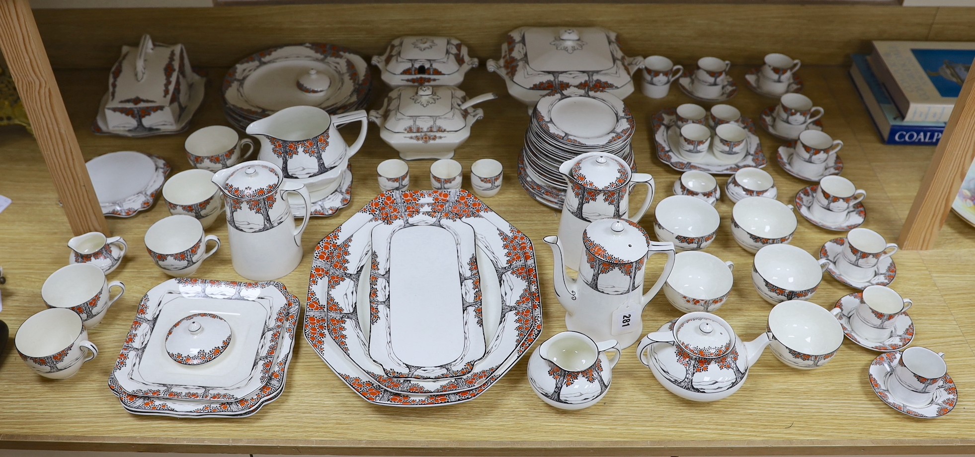 A large quantity of Crown Ducal Orange Tree pattern tea, coffee and dinner wares